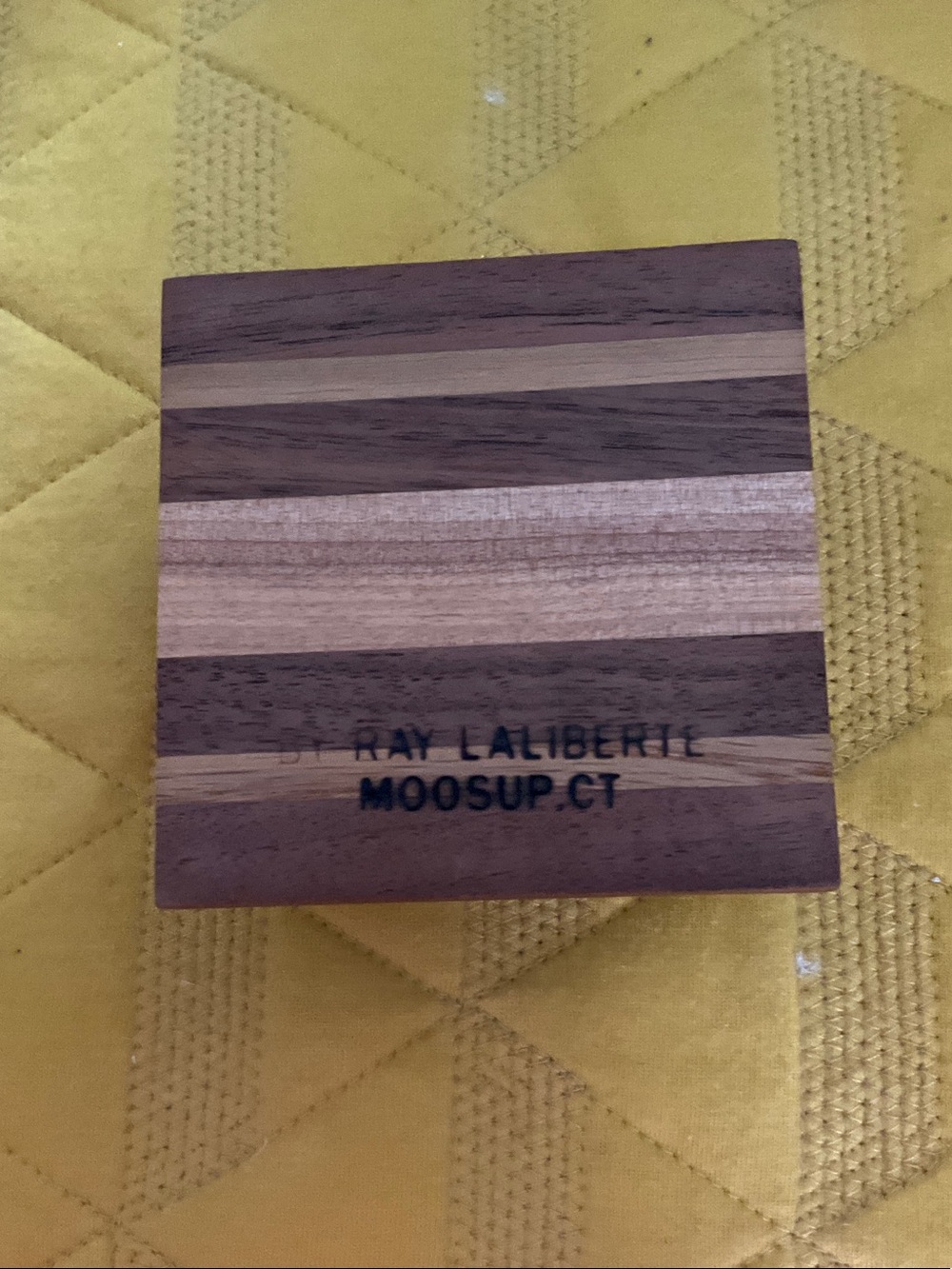 Wooden Striped Coaster Set with Stand - Natural Brown - Picture 3 of 3